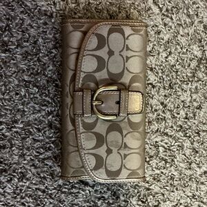 Coach Tan Signature Buckle Wallet